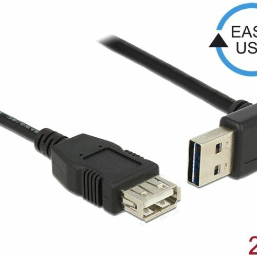 DeLock Extension cable EASY-USB 2.0 Type-A male angled up / down > USB 2.0 Type-A female 2m Black